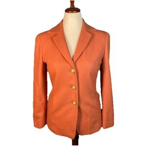 Talbots Blazer Jacket Wool Cashmere Apricot Orange Lined Buttons Size 4 Classic